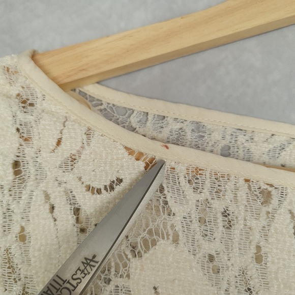 Free People Dress Womens 0 Lace Boho Peasant Long Sleeve Mini Ruffle - Picture 3 of 16